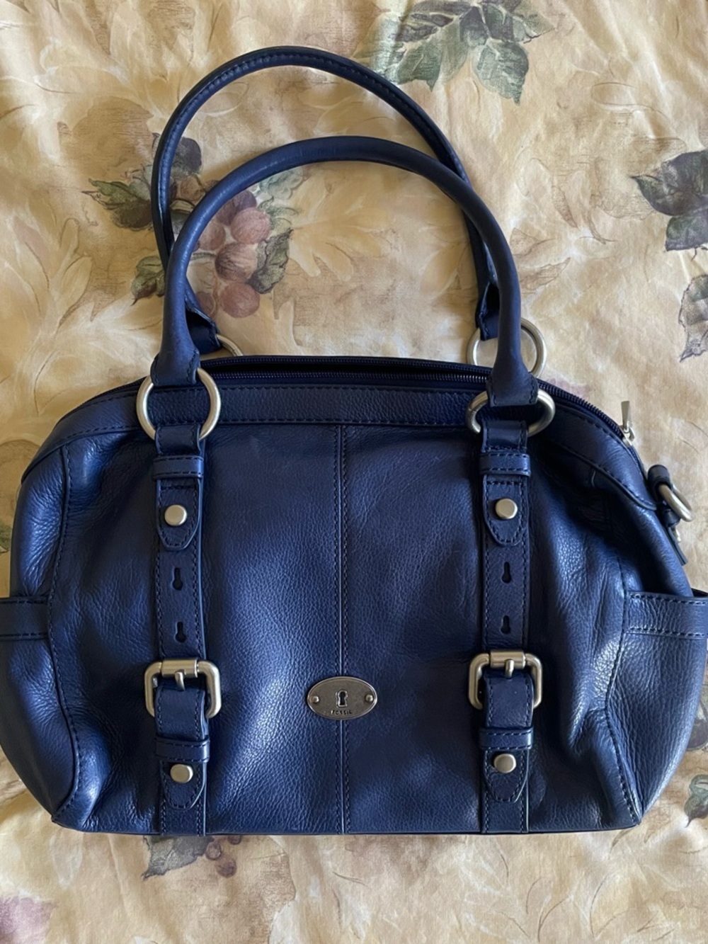 Fossil Real Leather Shoulder bag in Navy Blue - Classic Women's Bag